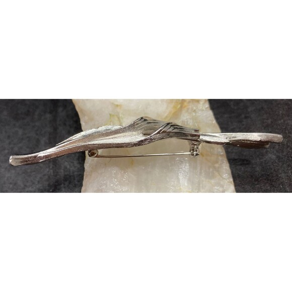 Vintage Crown Trifari Signed Silver Tone Abstract Brooch Pin 3.25'' Art Nouveau - Picture 7 of 9